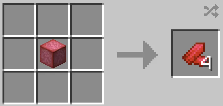 Crafting recipe for Red Energon Shards from a block