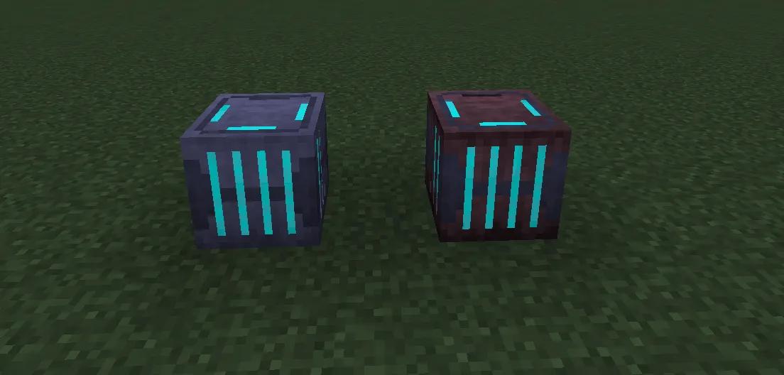 A Cyberite Energon Cube next to a Rusted Cyberite Energon Cube